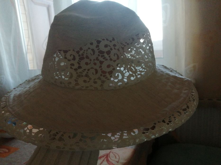 Шляпа капелюх шляпка панамка летняя от солнца пляжная ажурная из льна
