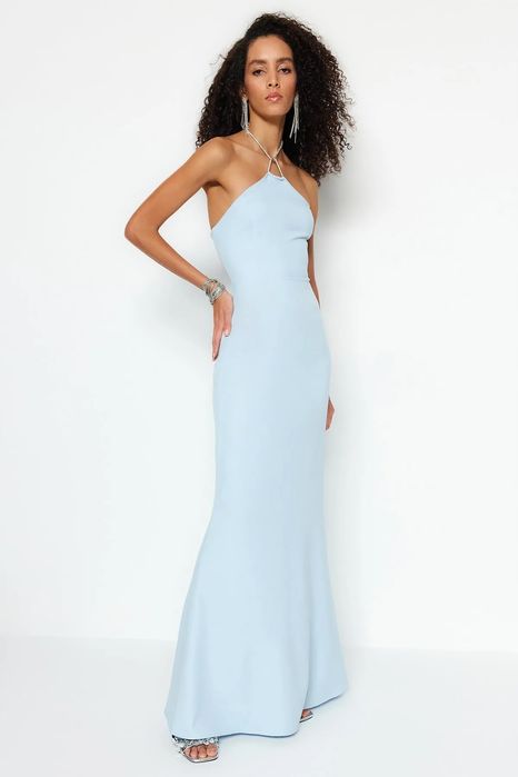 Trendyol 38 M Sukienka Maxi Niebieska Wieczorowa R10828