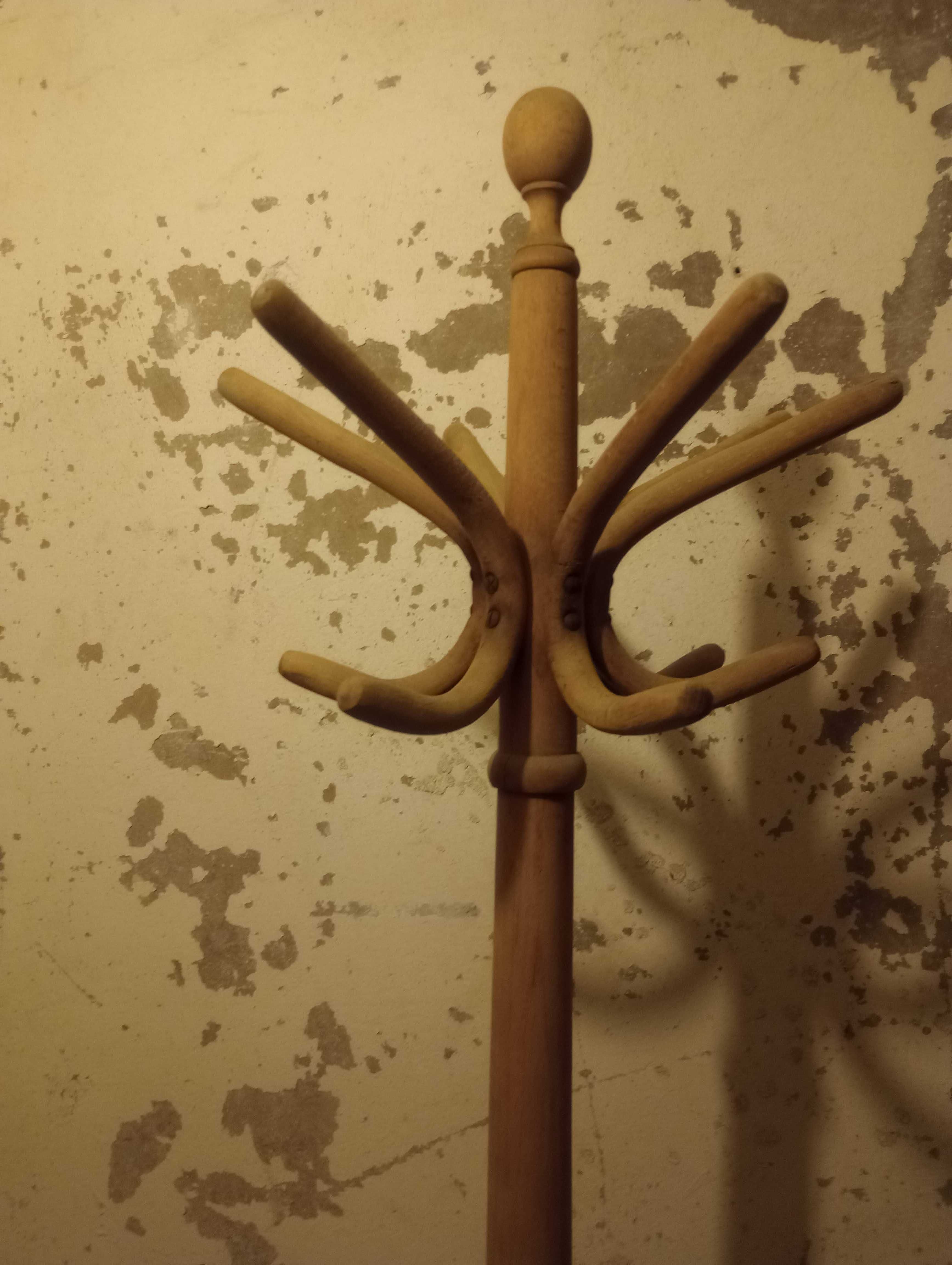 Zabytkowy stojący wieszak vintage  gięty Radomsko jak Thonet stary