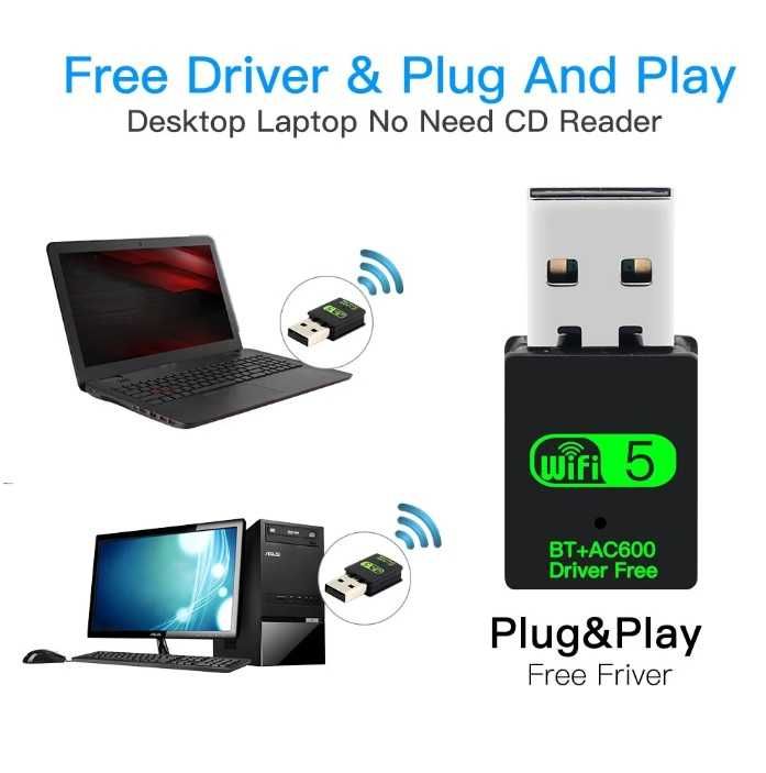 портативний USB Wi Fi + Bluetooth адаптер 2in1 Dual Band 2.4GHz 5GHz
