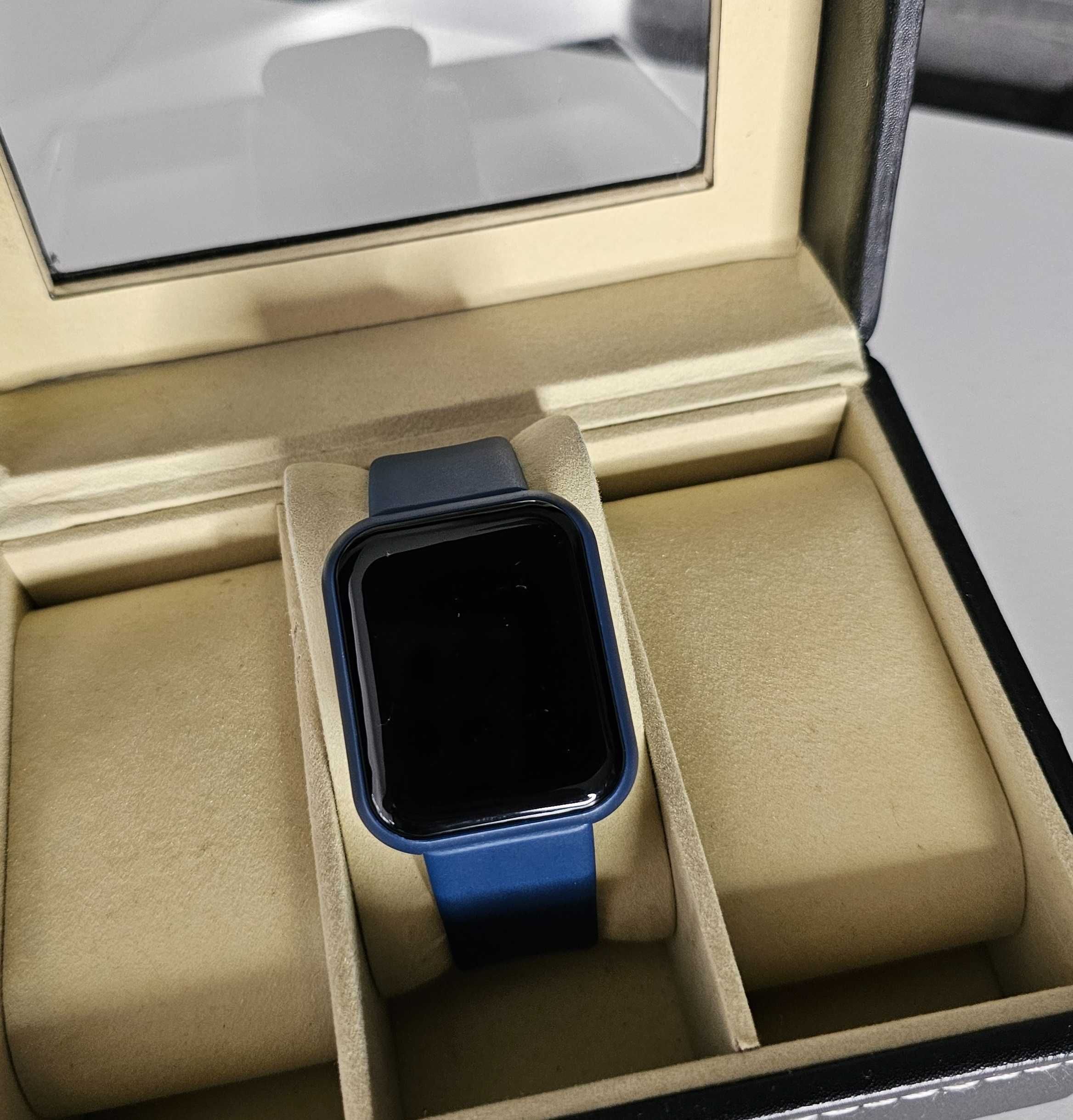 Zegarek Smartwatch opaska smart kwadratowa koperta ciemny dark blue