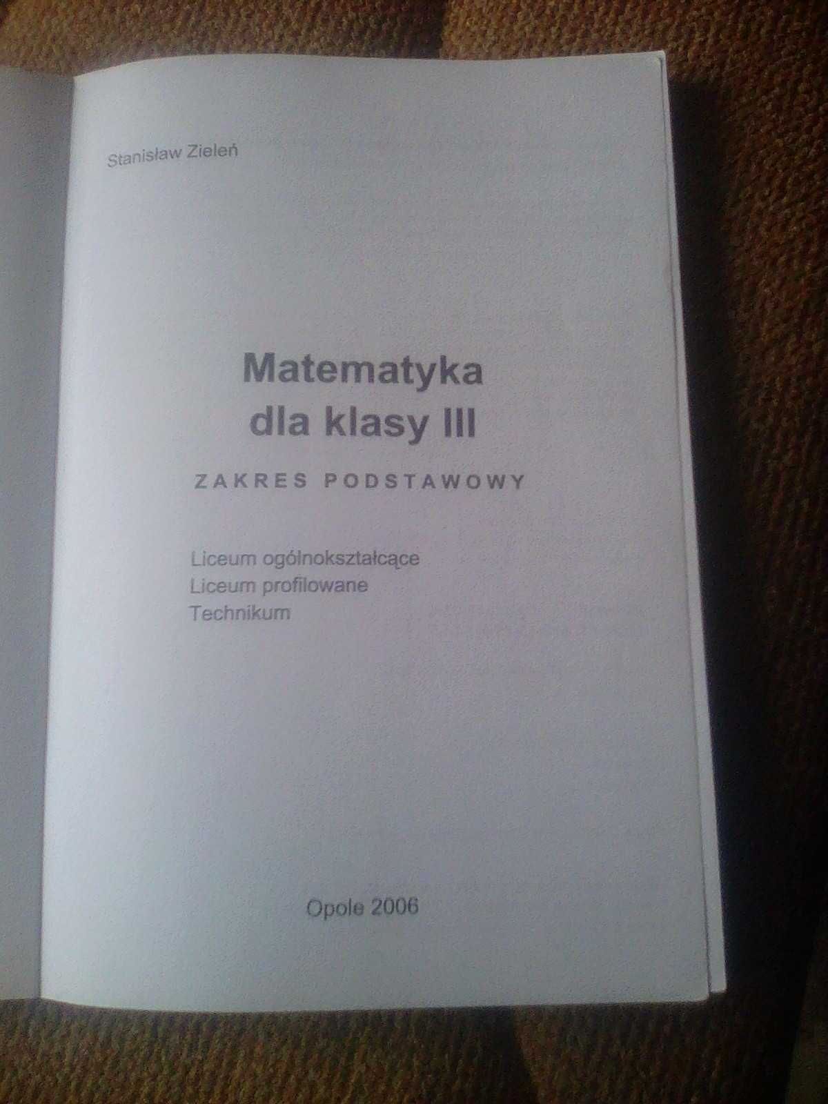 Stanisław Zieleń, Matematyka 3, Opole 2006