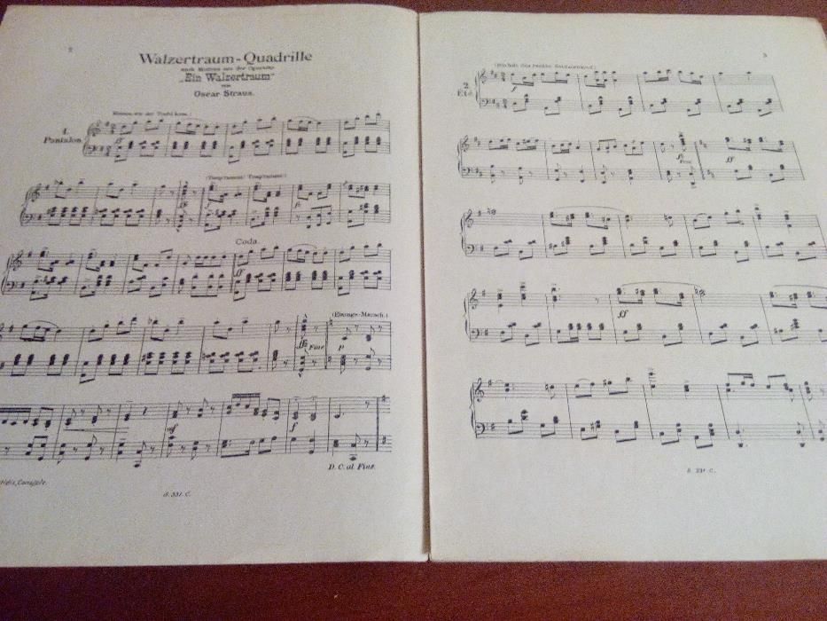 Partitura musical antiga - Oscar Straus.