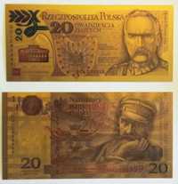 Marszałek Józef Piłsudski - 2 piękne, pozłacane banknoty (okazja!)