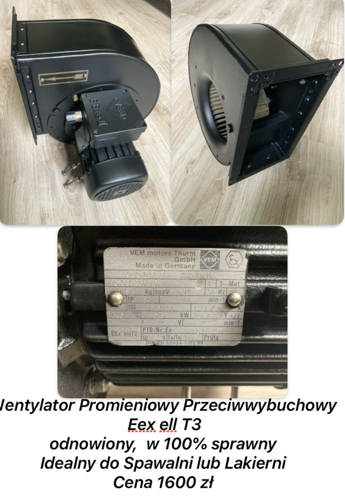 Wentylator Promieniowy Przeciwwybuchowy Eex ell T3