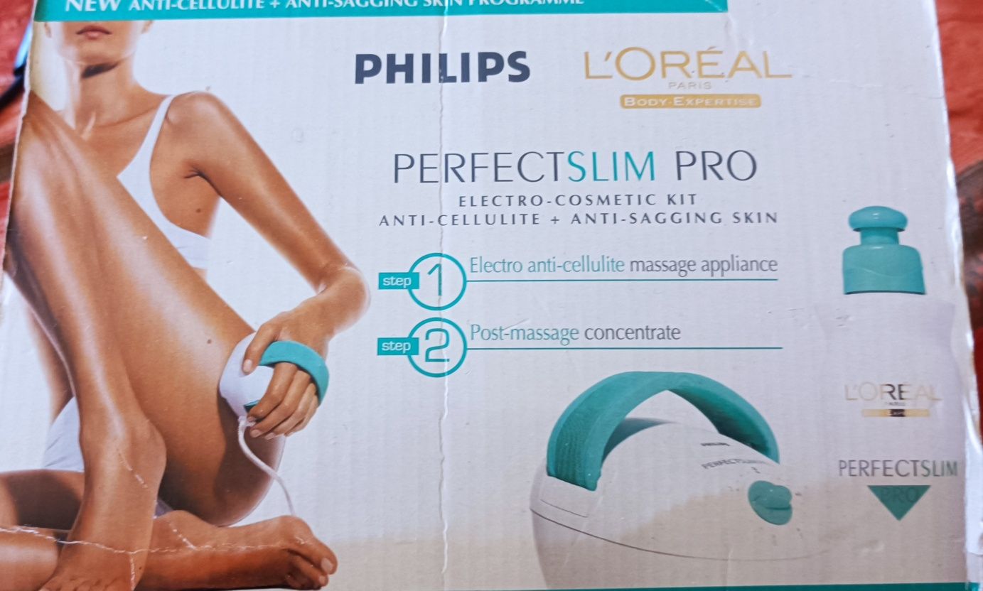 Philips perfect slim pro massagem anti-celulite elétrico com caixa