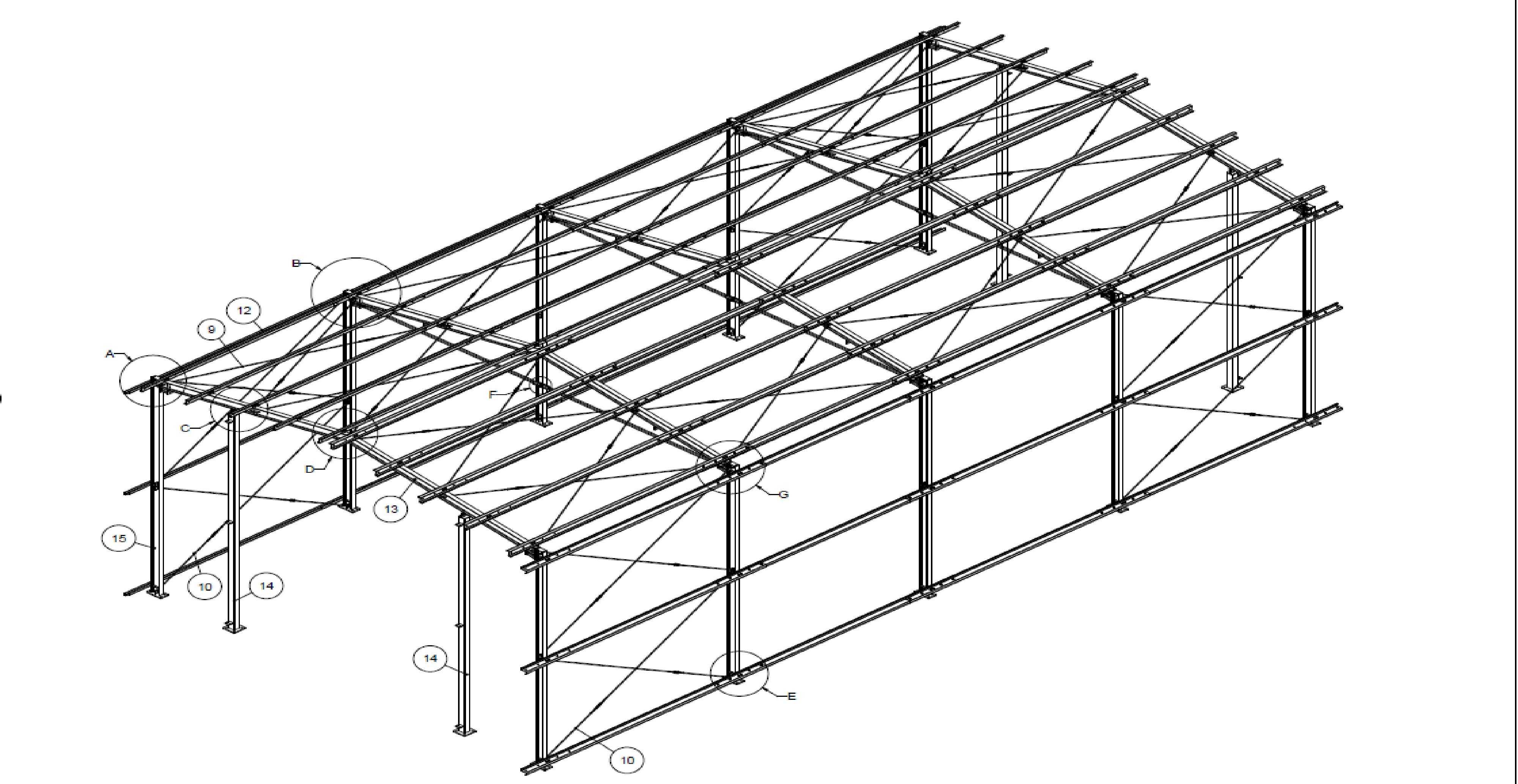 8x16 Ocynkowana konstrukcja stalowa hali magazynu wiaty budynek