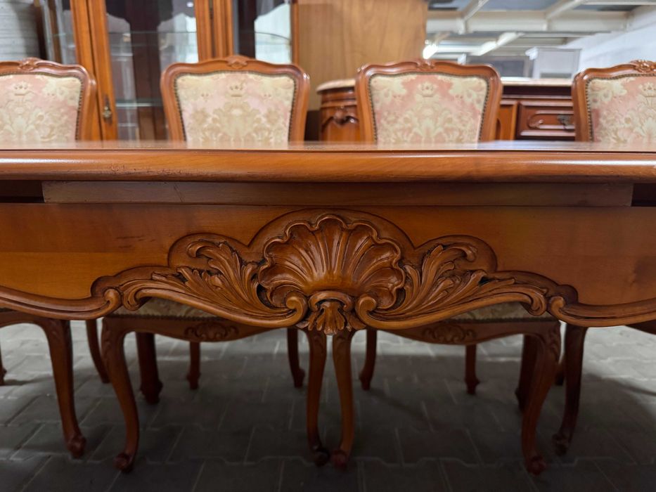 Jadalnia Ludwik zestaw mebli komoda marmur witryna rozkładany stół