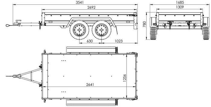 Przyczepka dwuosiowa 264x125 UNITRAILER GARDEN 264/2 KIPP