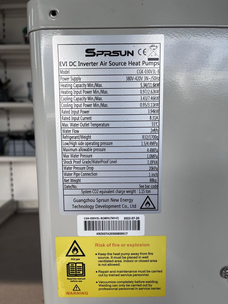 Pompa ciepła SPRSUN 11,6 kW monoblok R32 3-fazowa +Wysyłka