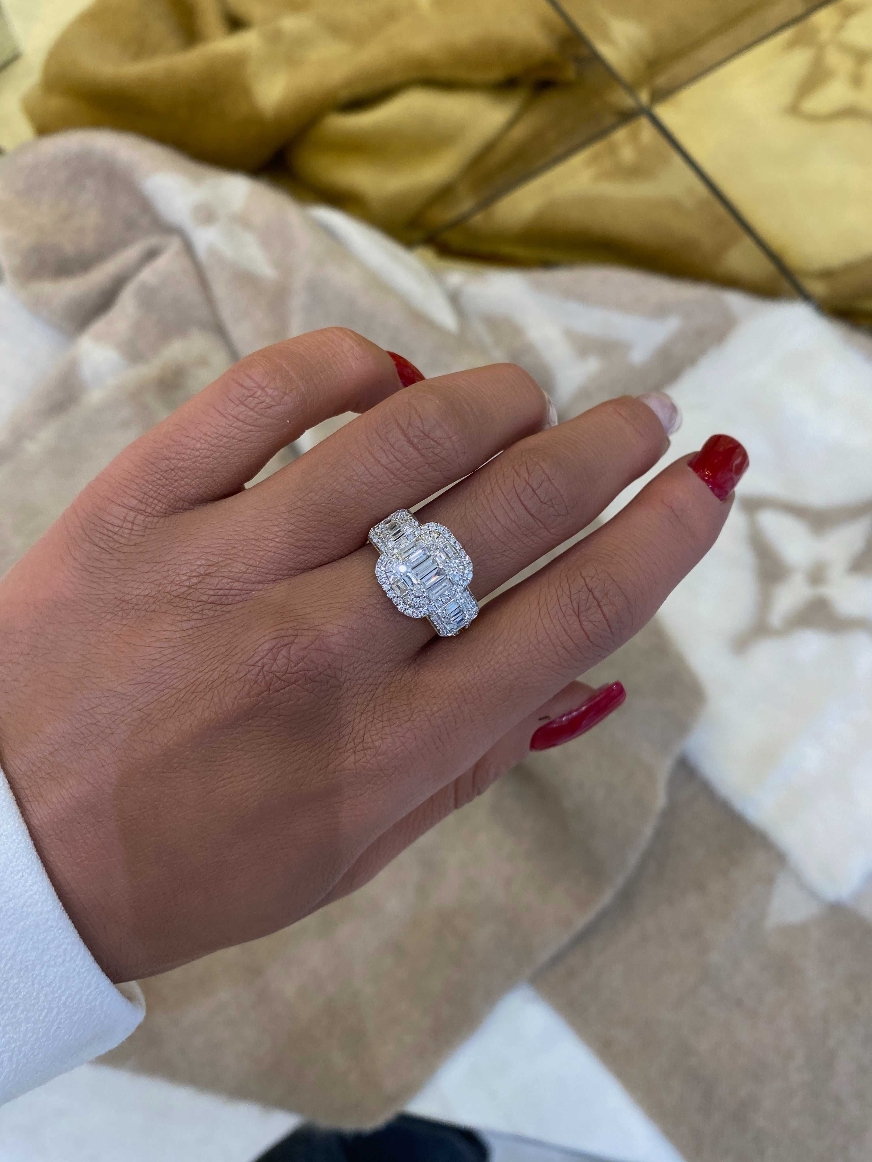 Pierścionek z diamentami naturalnymi 1.40 ct Infinity bagiety