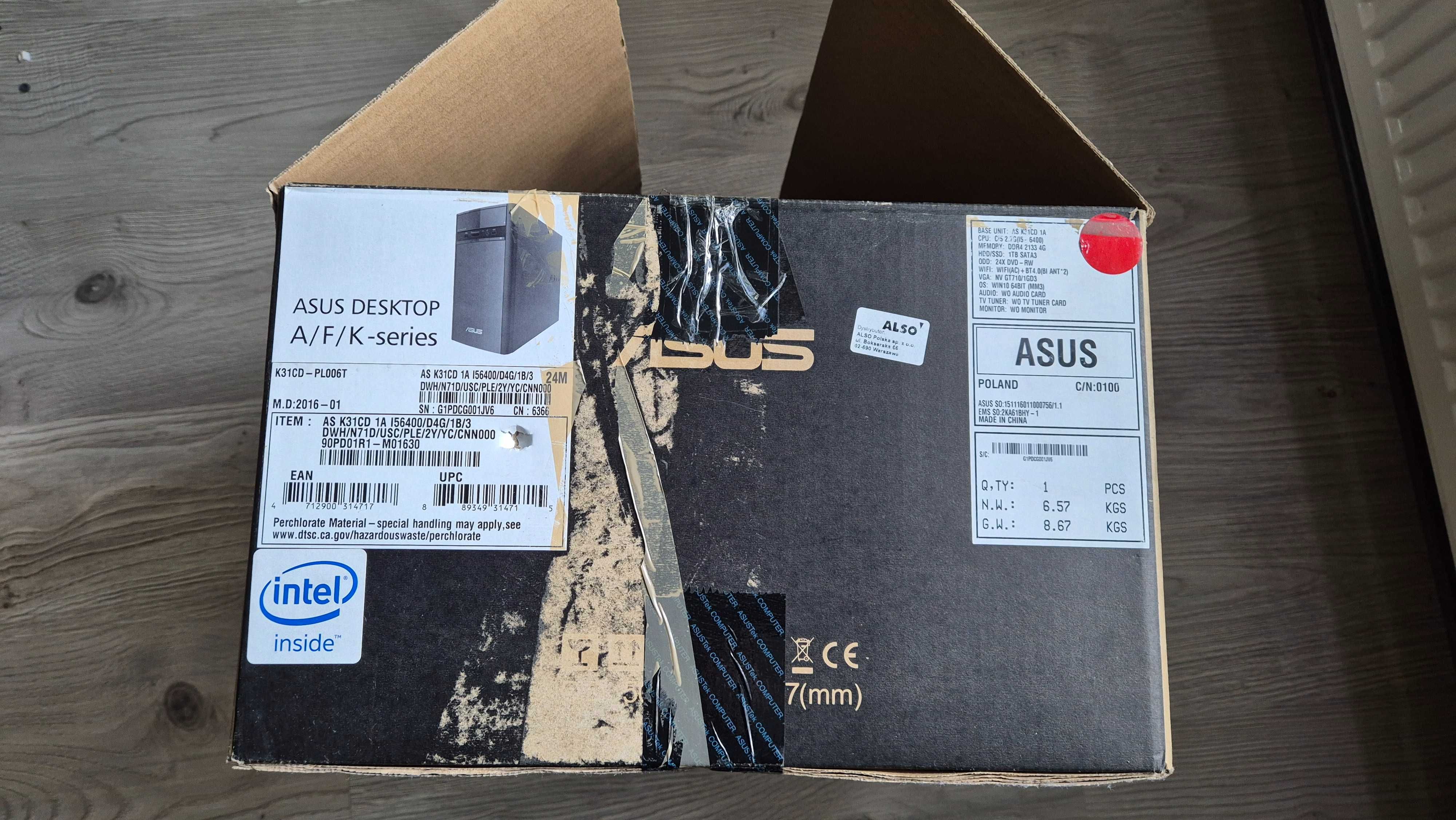 Komputer Asus I5-6400, 8GB DDR4, HDD 1TB, Nvidia GTX1050, Win 10