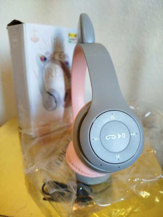 Headphones Cat Ear - Cinza/Rosa