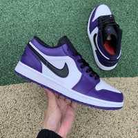 Кросівки Nike Jordan 1 Low Court Purple White Джордани фіолетові AJ1