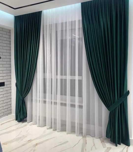 Штори мікровелюр, портьеры велюр, блекаут тюль бархат