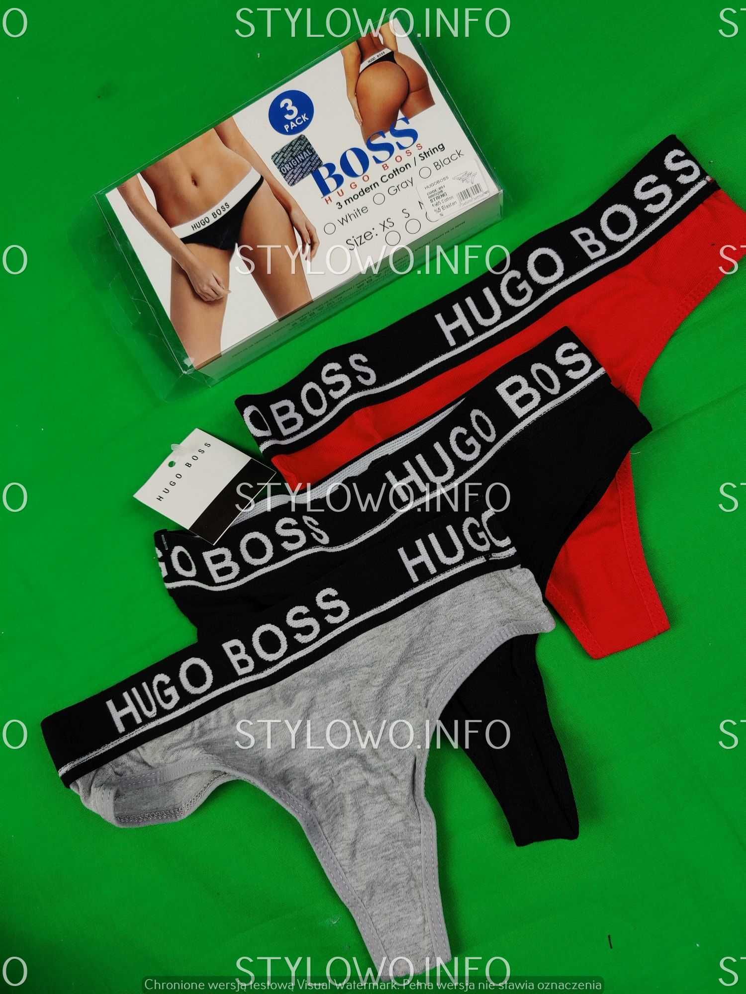 Stringi Majtki 3pak Hugo Boss S-XL Guess Pudełko Premium