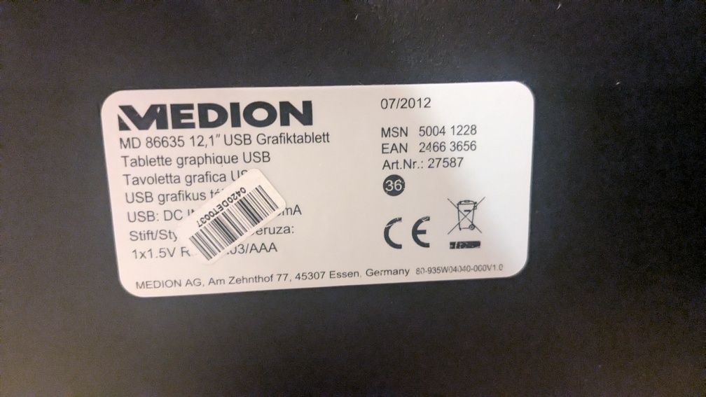 Tablet graficzny Medion P82018 format A5
