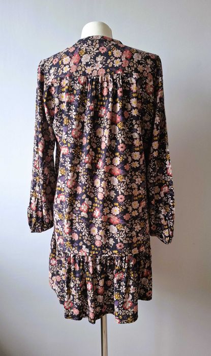 Sukienka / tunika retro romantyczna w kwiaty / wiskoza / roz 38