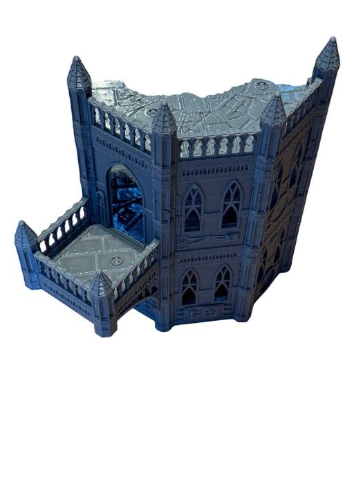 Ruiny gotyckiej wieży z balkonem, modularna, grimdark, sci-fi, druk 3D