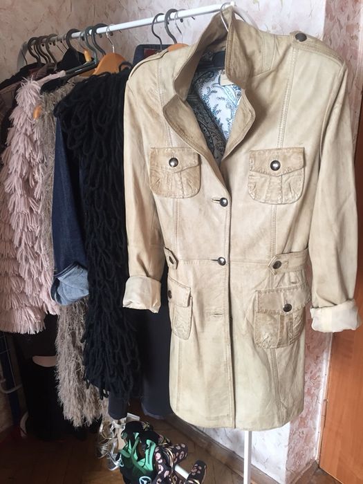Шкіряне пальто куртка