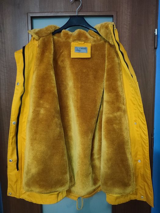 Kurtka zimowa damska, parka damska 2w1, żółta ocieplana, rozmiar L