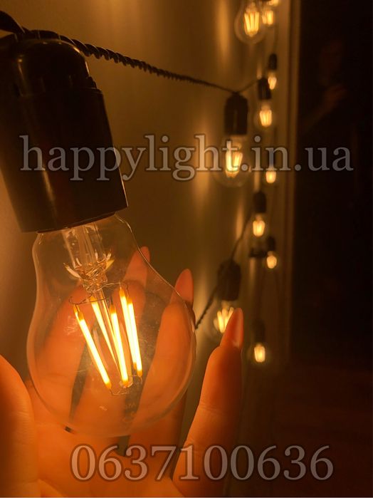 Найкрасивіша вулична гірлянда з лампочками Едісона тепле світло 6ват