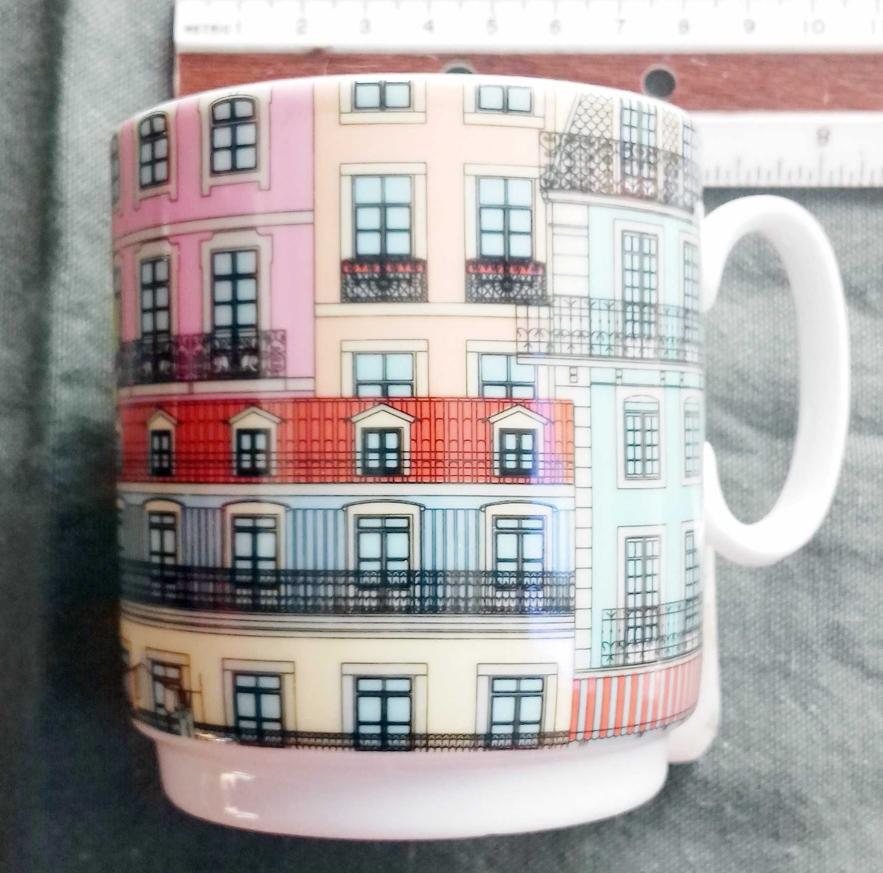 Porcelana caneca média Prédios de Lisboa. Loja do Gato Preto