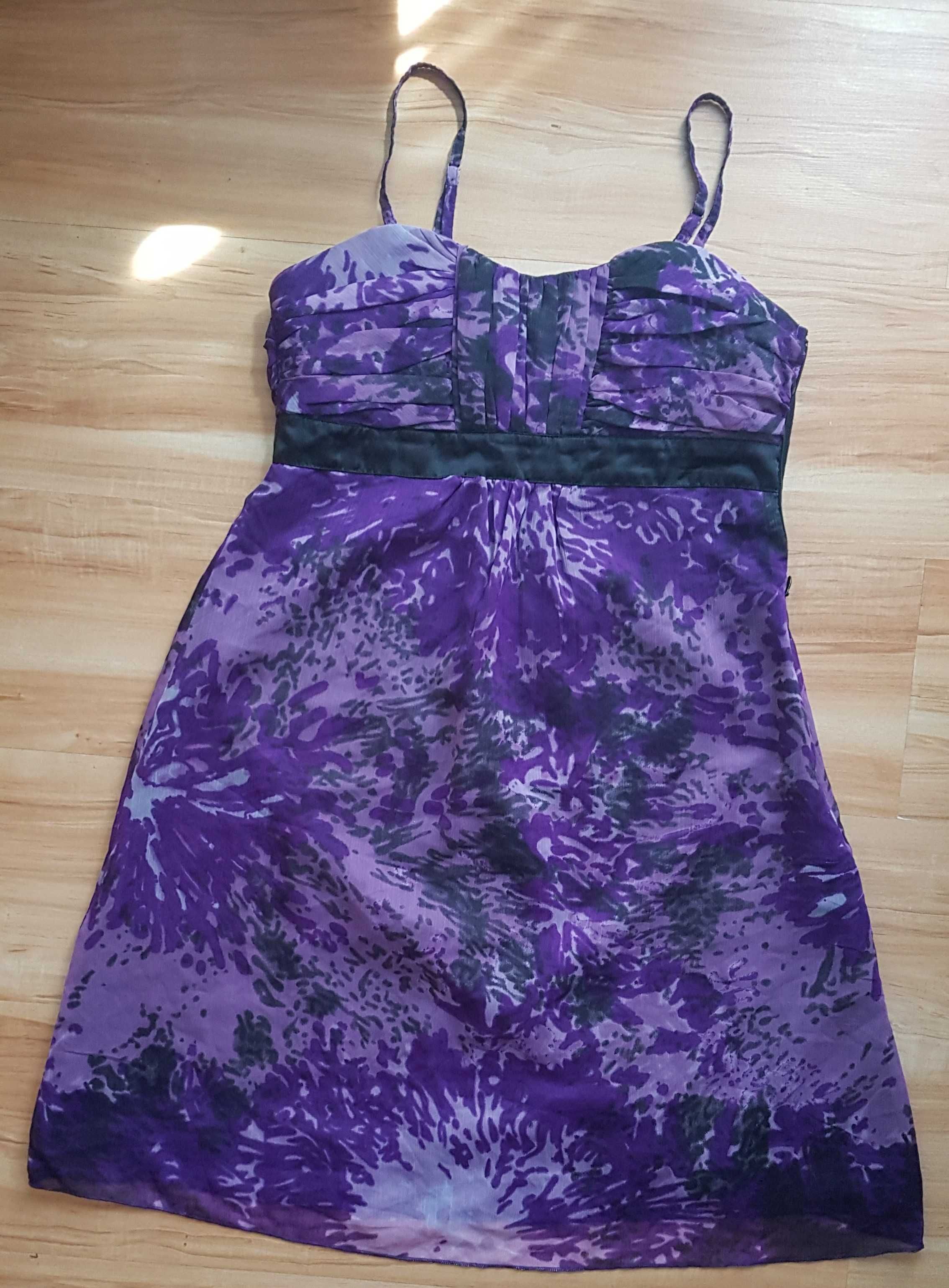 sukienka fioletowa na regulowanych ramiączkach 34 36