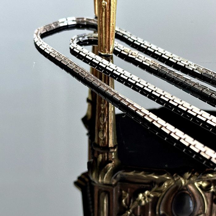 Srebrny łańcuch Art Deco z ok. 1920 roku, wykonany z srebra próby 835