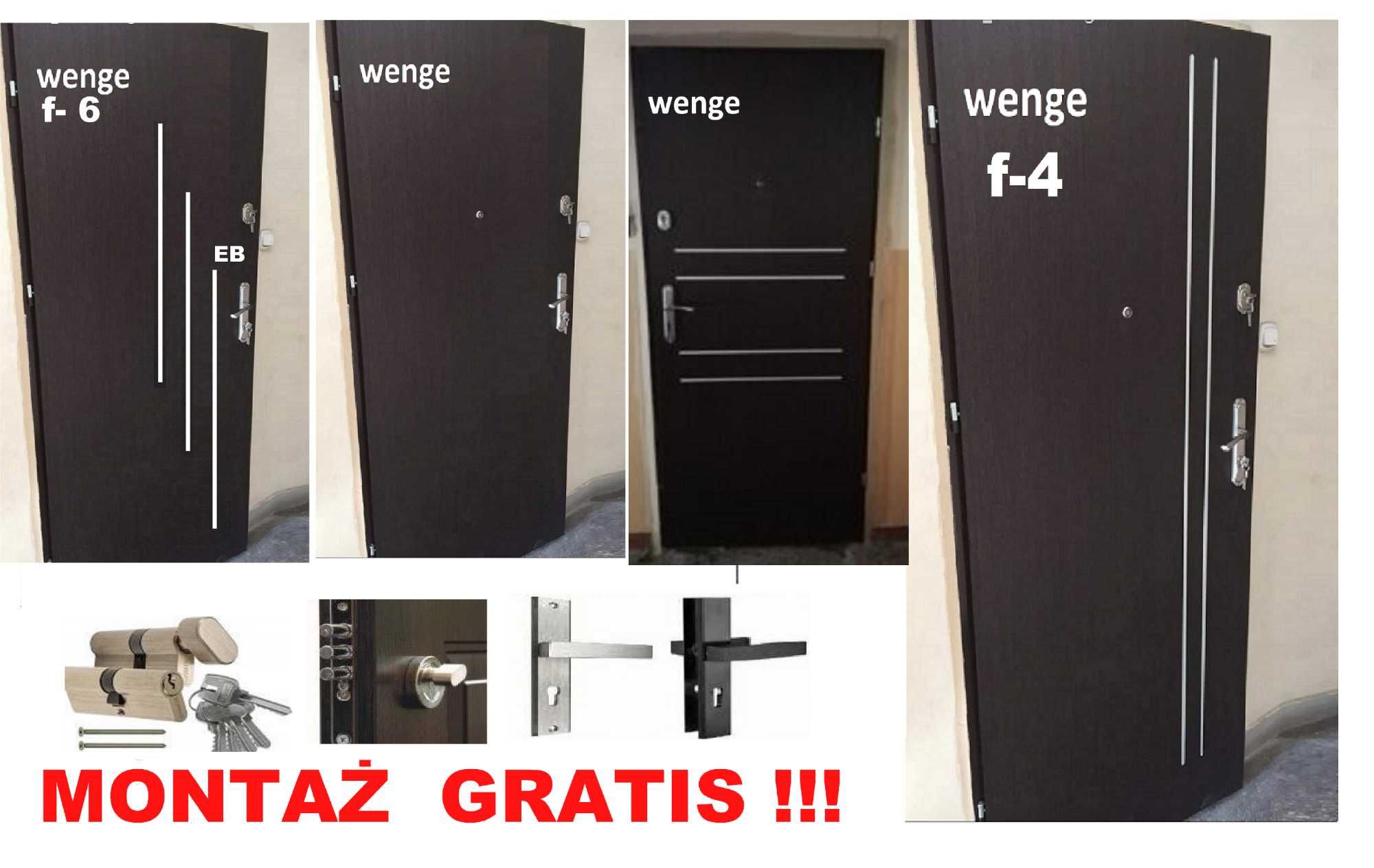 Drzwi ZEWNĘTRZNE wejściowe z montażem GRATIS ,wewnątrzklatkowe