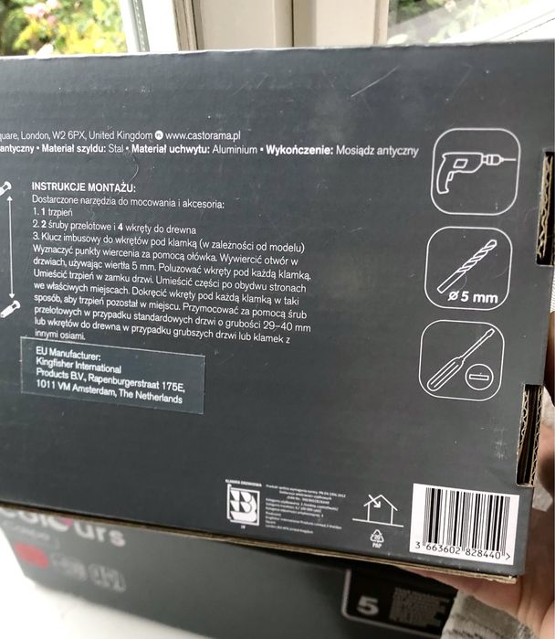 Nowa klamka z szyldem 72 mm do klucza złoto plaryna