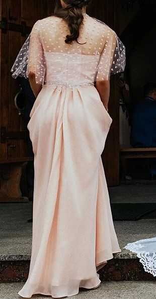 Pudrowo różowa sukienka wesele/studniówka