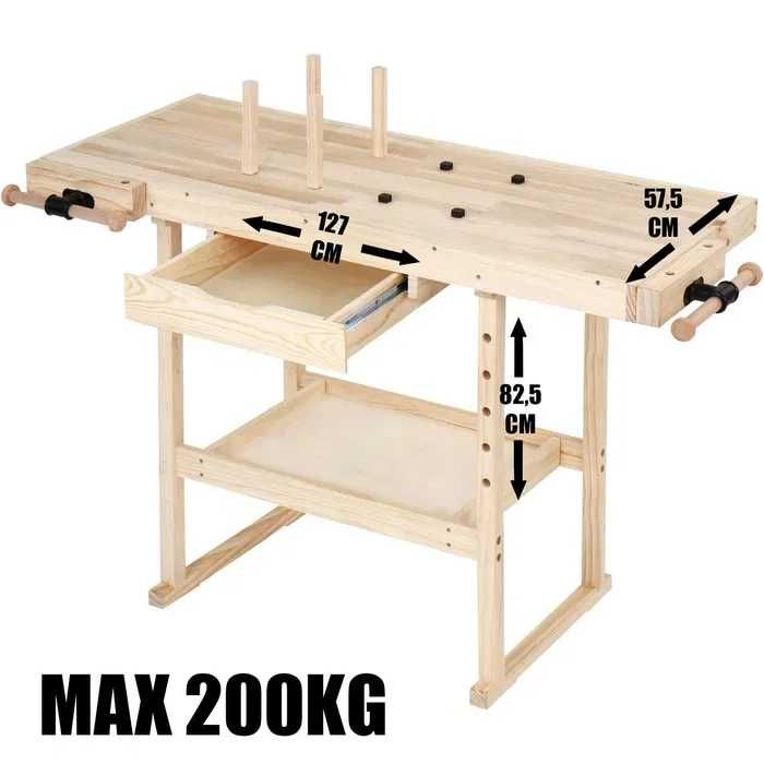 Stół stolarski Timbertech 127×57 cm–solidny, profesjonalny,warsztatowy