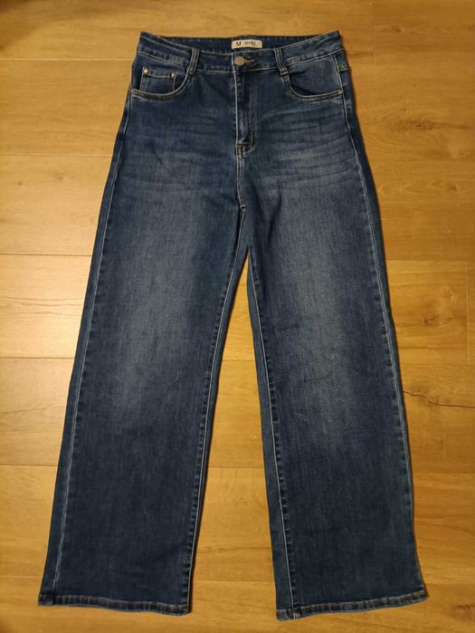 Dżinsy damskie szerokie wide leg wysoki stan r. L
