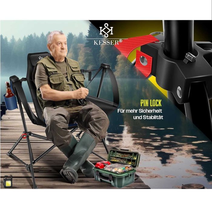 Składane Krzesło Wędkarskie Bujane 160 KG KESSER