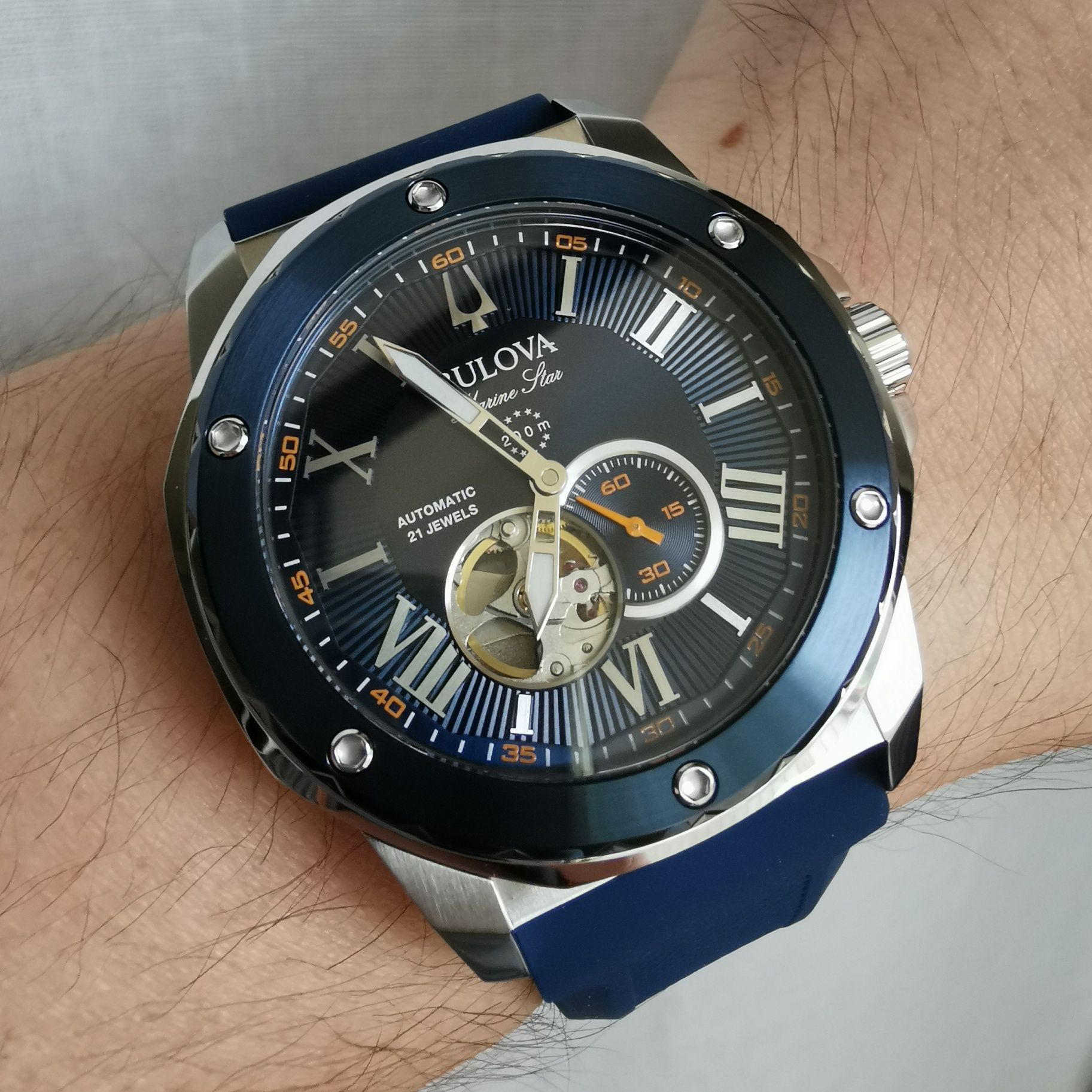 Zegarek Bulova Marine Star 45 mm granatowy z paskiem