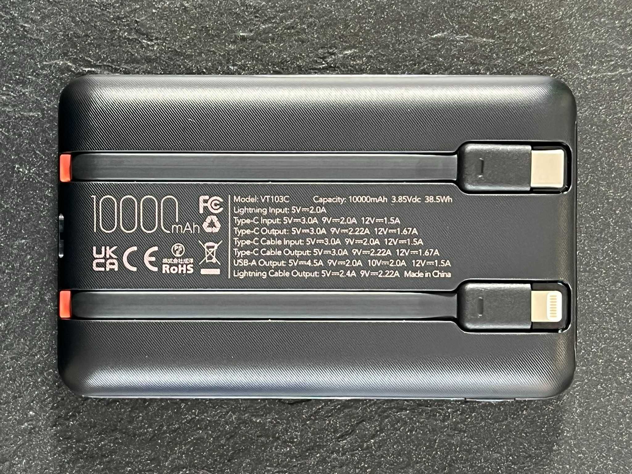 Powerbank USB C ze zintegrowanym kablem PD QC Szybkie ładowanie