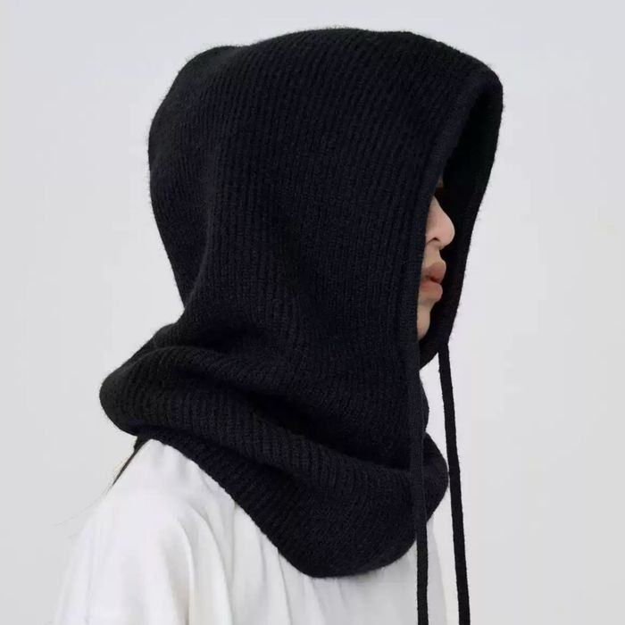 Жіночий теплий капор / шапка-капюшон / вʼязана шапка балаклава