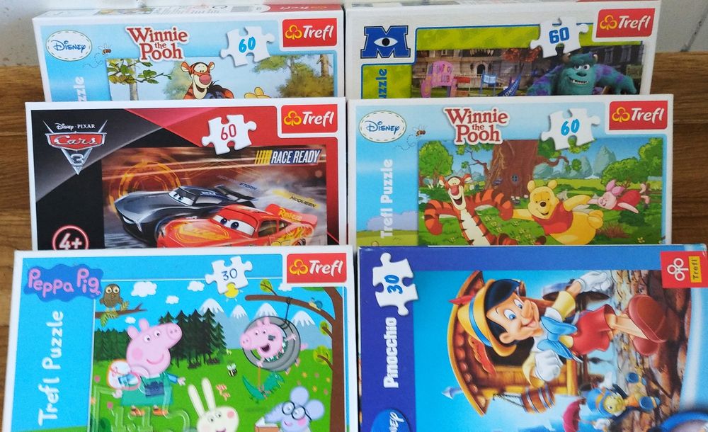 Puzzle +4 Peppa, Mc Quinn, Kubuś Puchatek - 8 sztuk