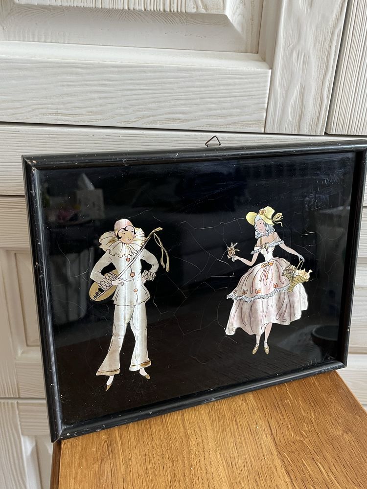 Obrazek foliowy ręcznie wykonane Para w stylu art deco vintage
