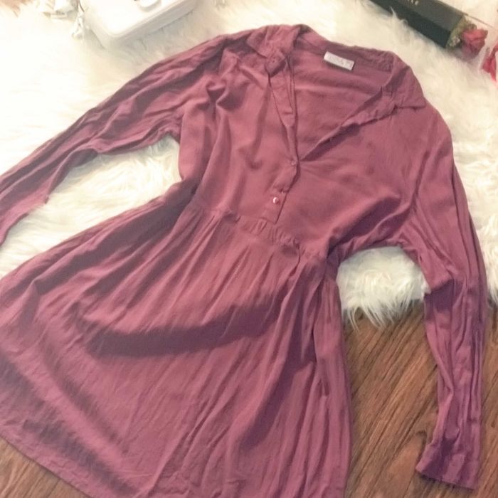 Sukienka pudrowy róż słodka na co dzień oversize