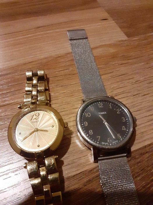2 zegarki TIMEX damskie złoty srebrny