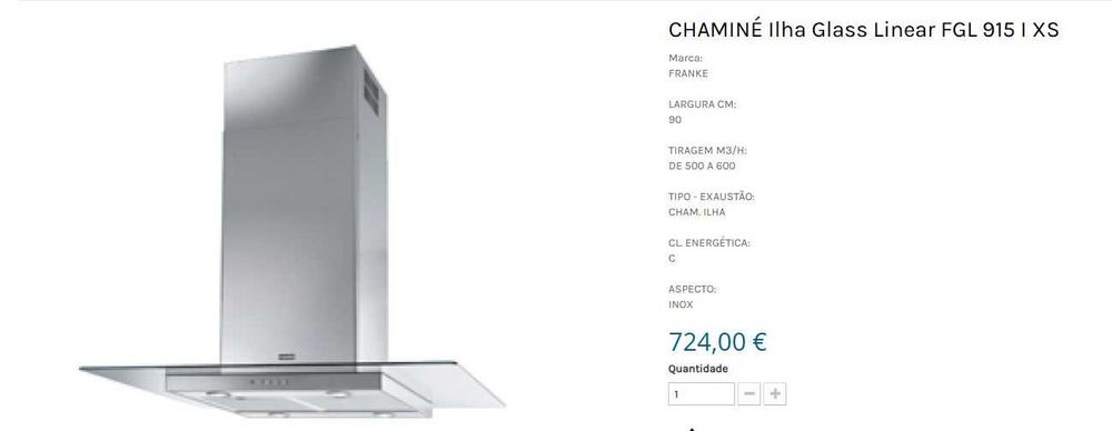 CHAMINÉ Ilha Glass Linear FGL 915 I XS - FRANKE