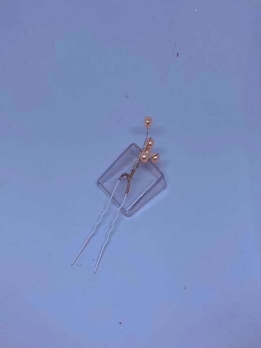 kokówka ozdobna łososiowe perełki miedziane druciki ślubna delikatna