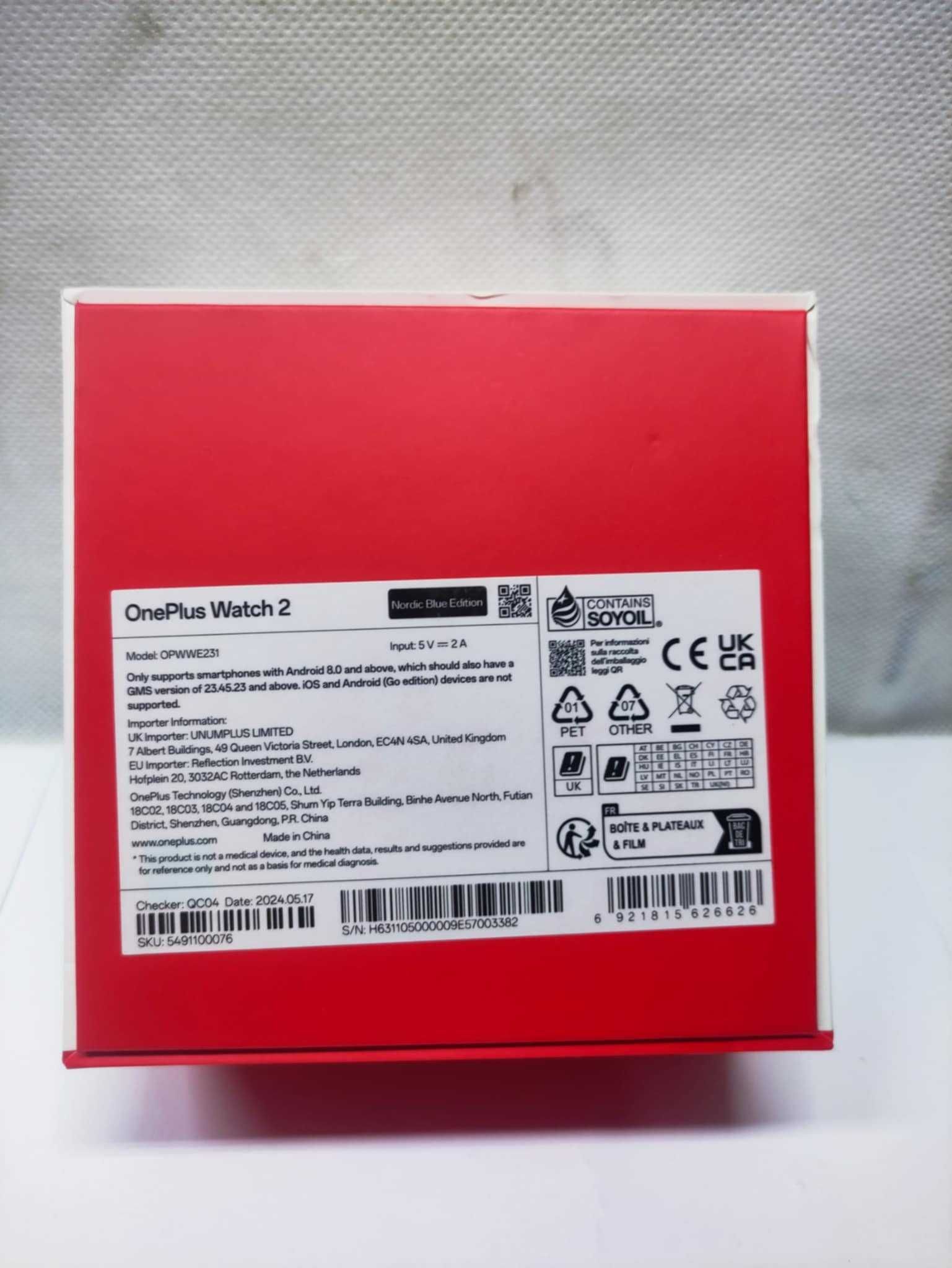 Smartwatch OnePlus Watch 2 NFC WiFi Blue NOWY!Gwarancja do 29.06.2027!
