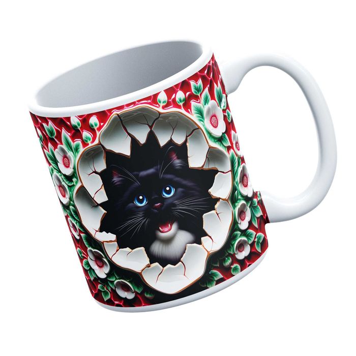 Kubek Kot Z Kotem Dla Kociary Piękny Kolorowy Kubek 330ml Prezent