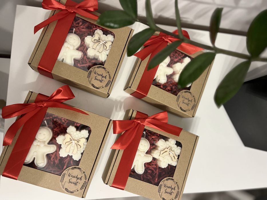 Świeca świeczka sojowa zestaw świec świateczny box