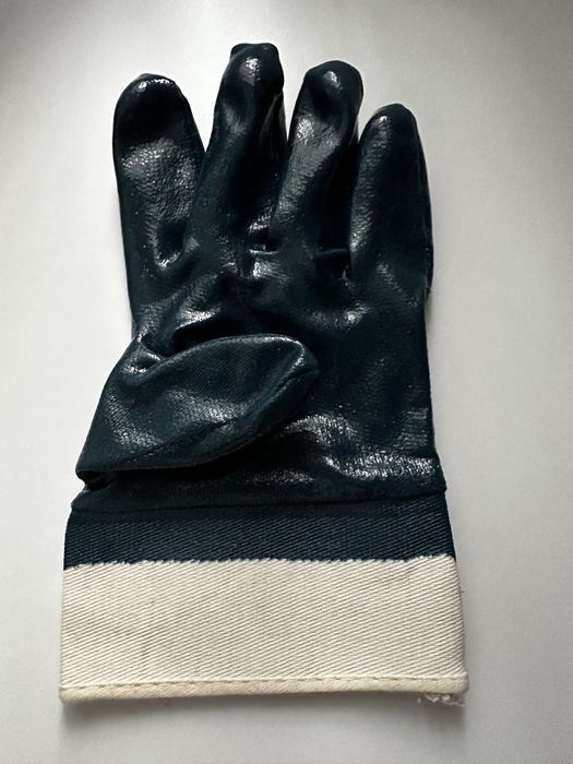 Рукавички робочі нітрилові сині з жорстким манжетом утеплені