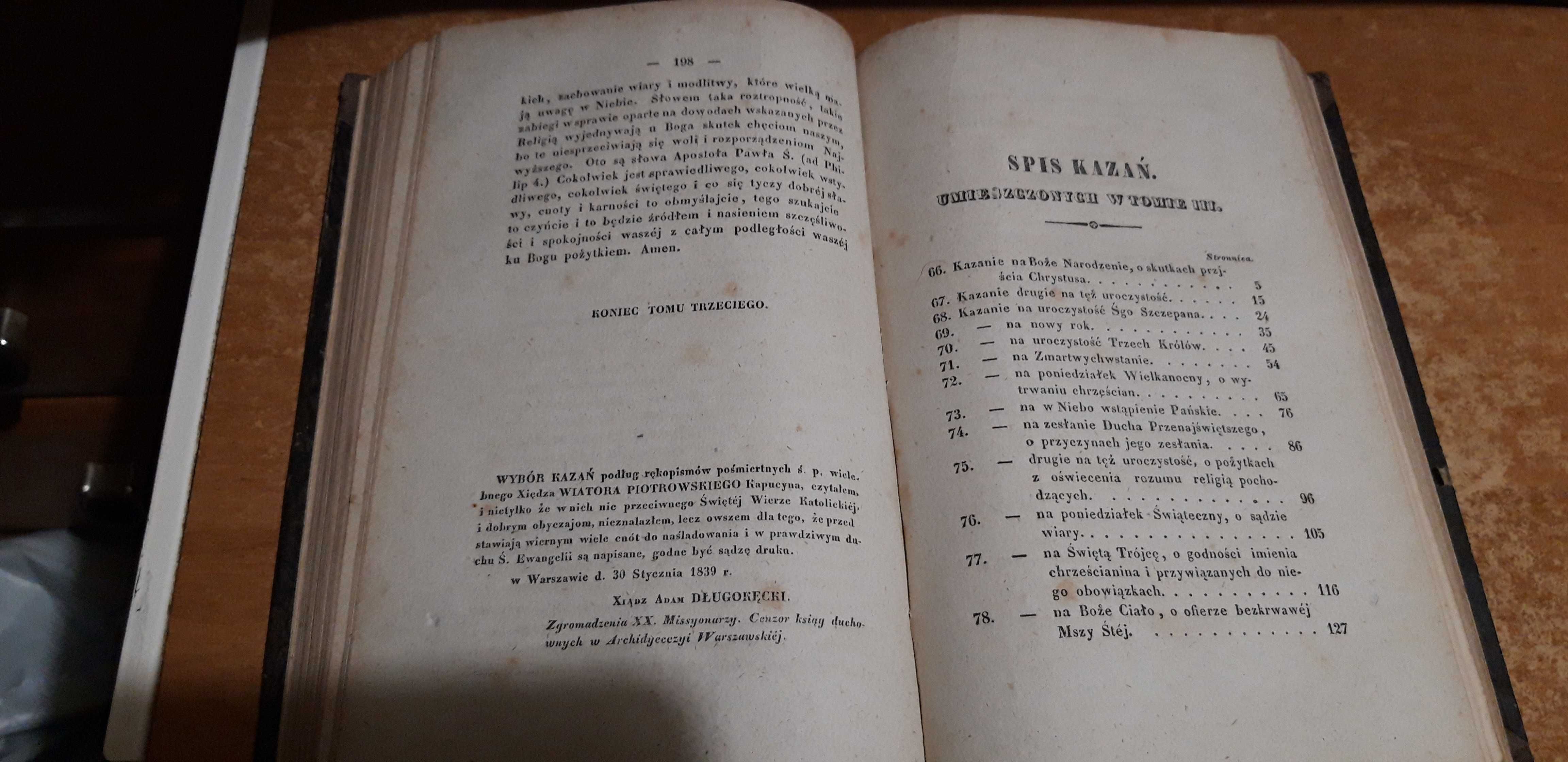 Wybór  Kazań,t.3-4 -X.W. Piotrowski - W - wa1840 psk.