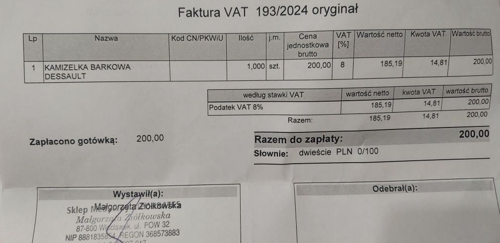 Orteza/kamizelka ortopedyczna bark ręka